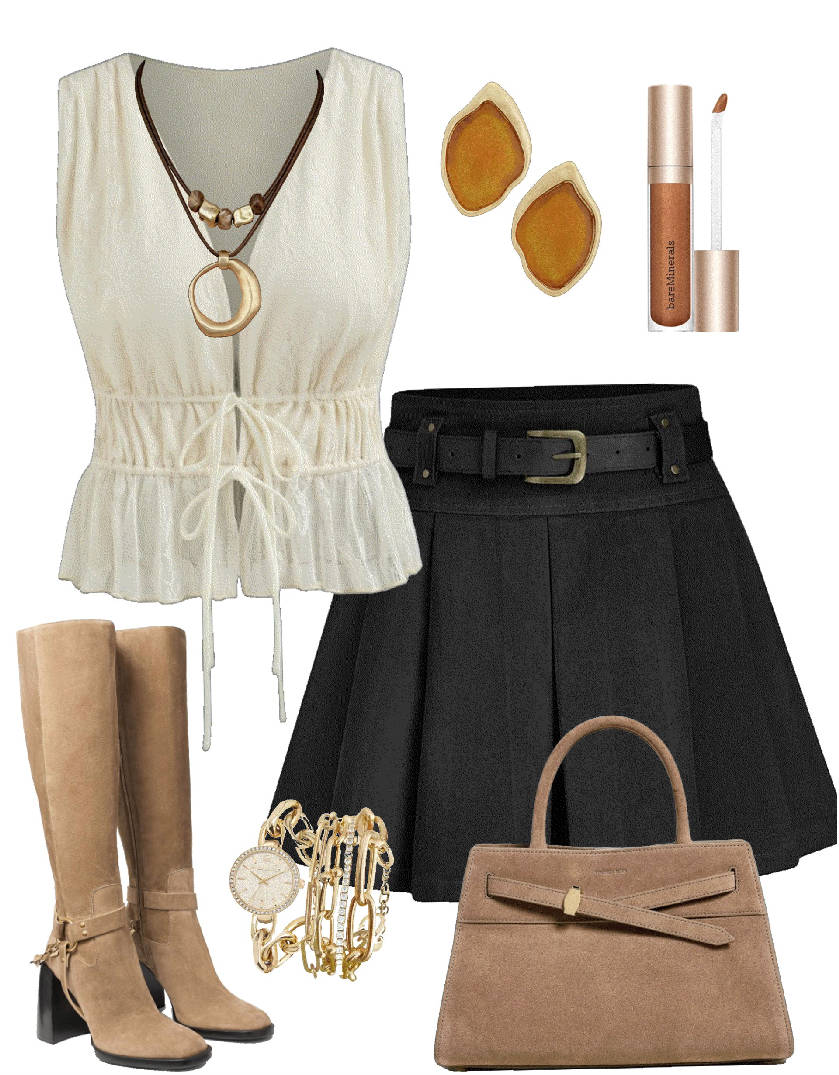 pleated mini skirt