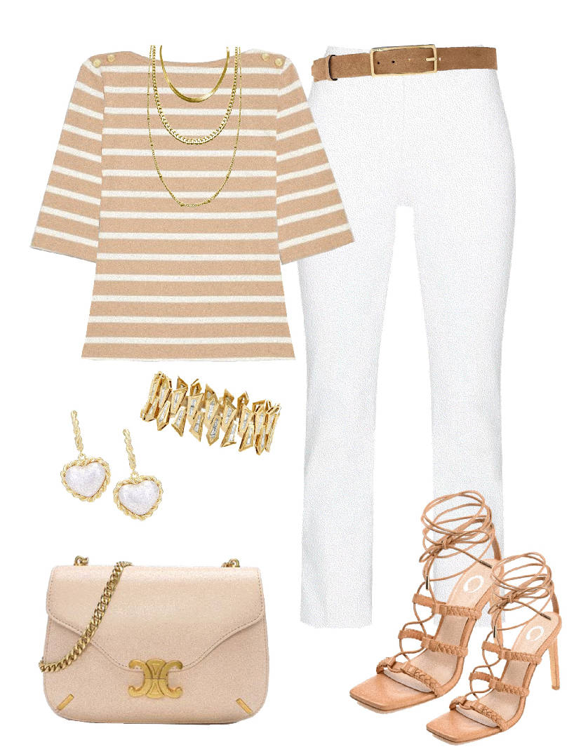 stripe top and white jeans