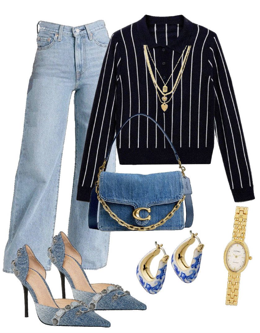 polo long sleeves shirt and jeans