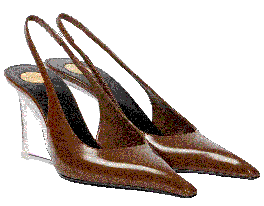 Saint laurent miller 80 leather slingback wedges brown Saint Laurent