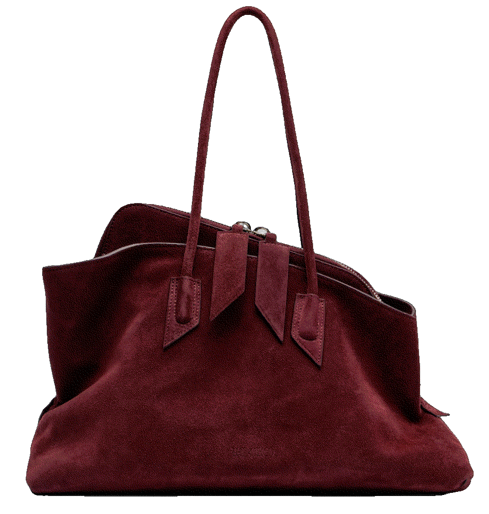 The attico la passeggiata medium suede tote bag burgundy The Attico