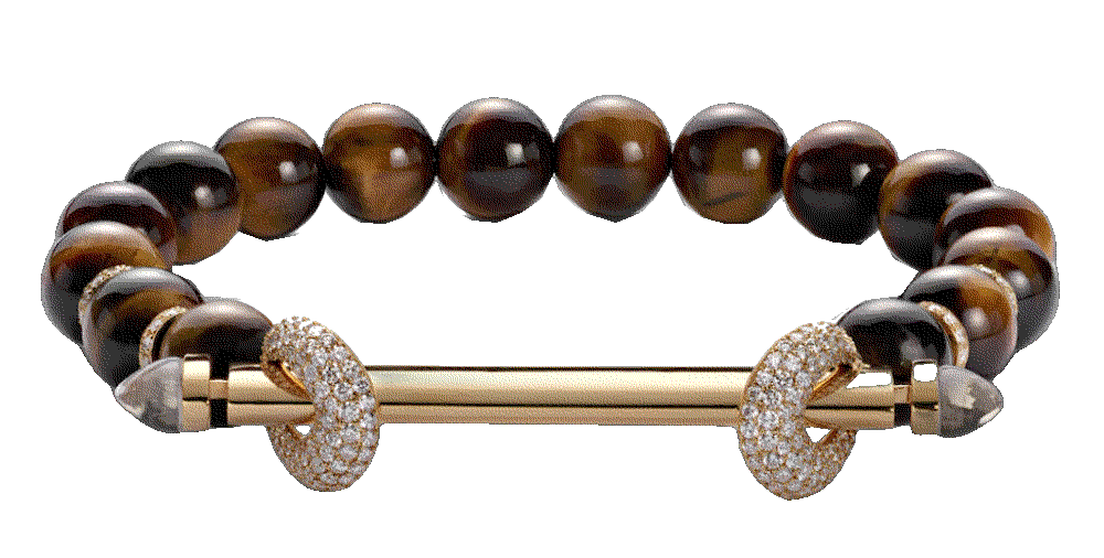 Chakra 18kt gold bracelet with gemstones brown Ananya