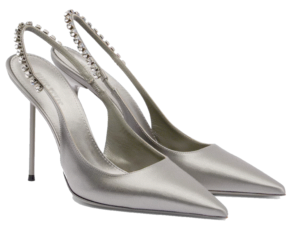 Paris texas lidia 105 embellished satin slingback pumps silver Paris Texas