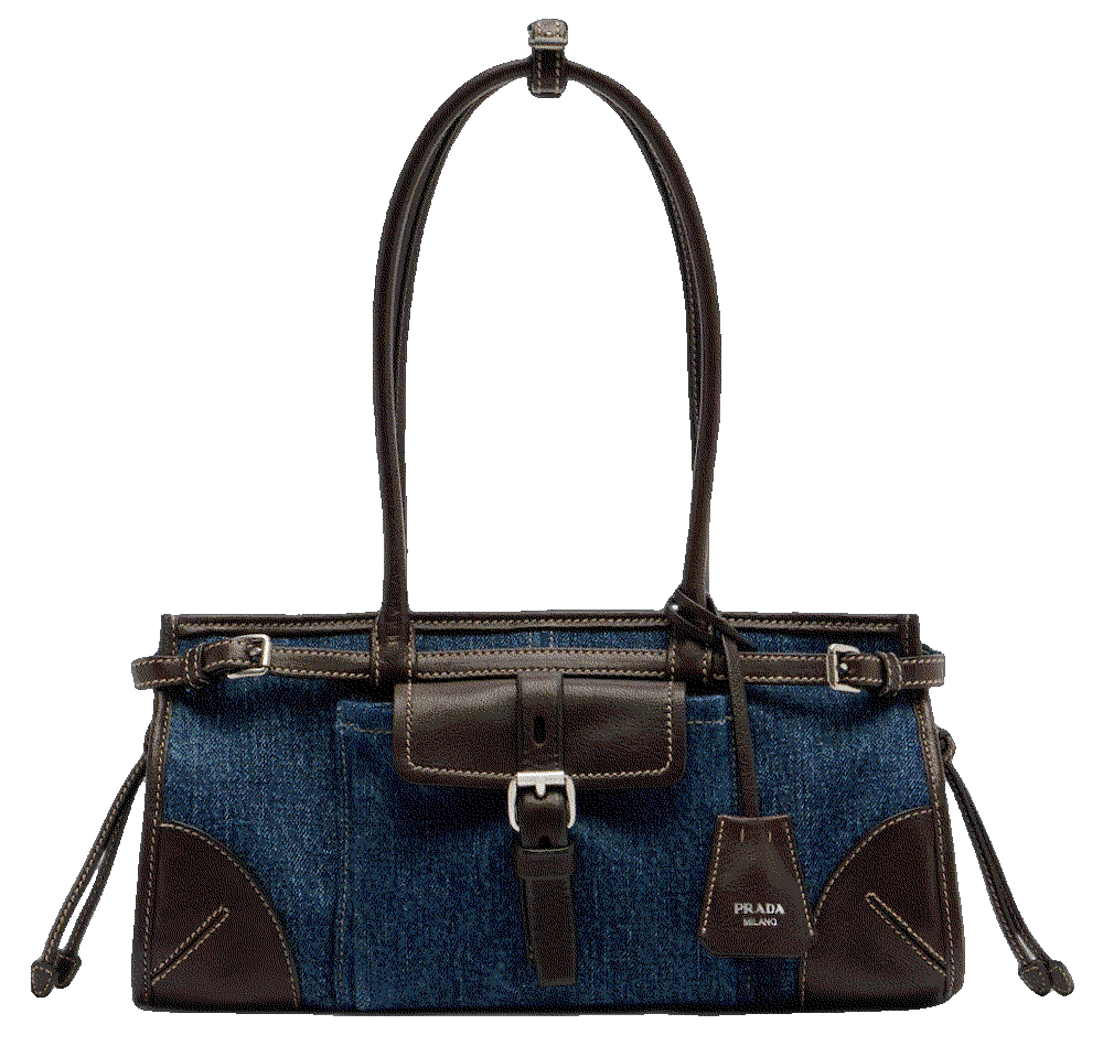 Prada prada bonnie medium denim shoulder bag blue Prada