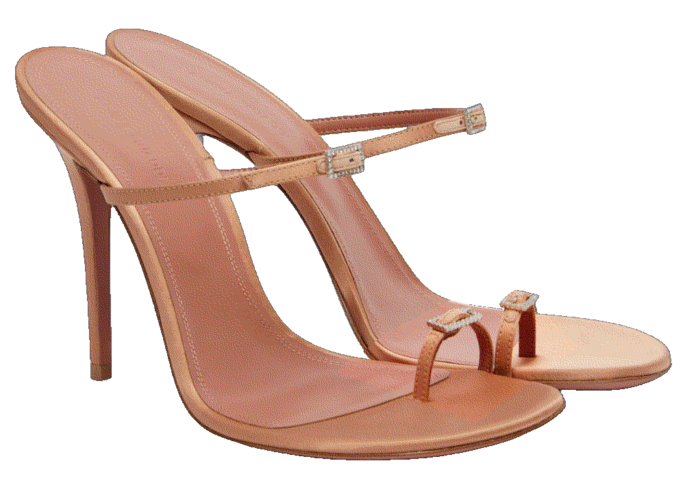 Amina muaddi adut 105 satin and leather mules beige Amina Muaddi