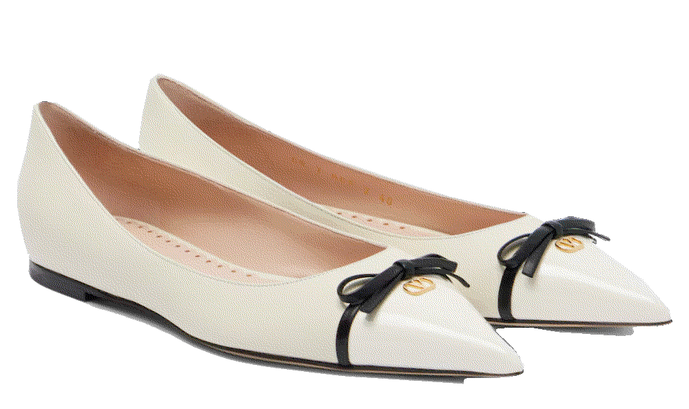 Valentino garavani bepointy leather ballet flats white  Valentino Garavani