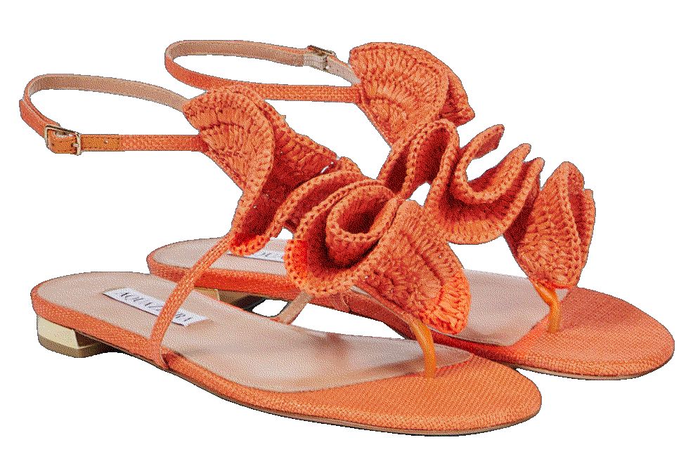 Aquazzura noches tropicales raffia thong sandals orange Aquazzura