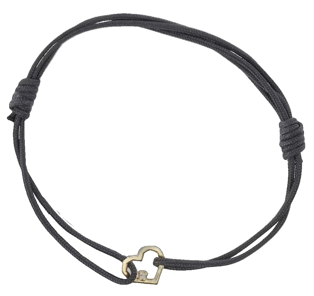Corazon brillante mini 9kt gold cord bracelet with diamond black  Aliita