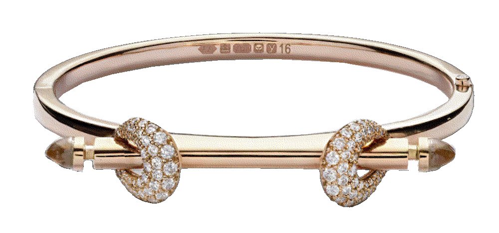 Icon 18kt rose gold bangle with diamonds and quartz gold Ananya Chakra 