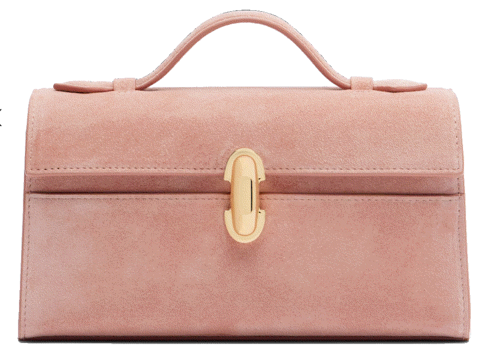 Savette symmetry pochette suede top handle bag pink  Savette