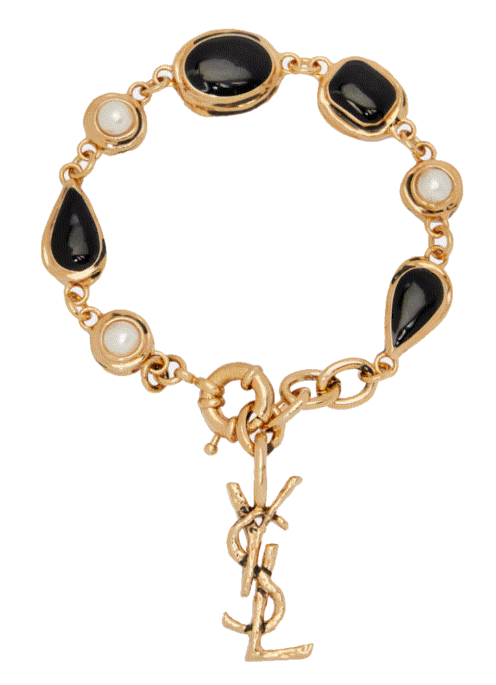 Saint laurent cassandre embellished bracelet black Saint Laurent