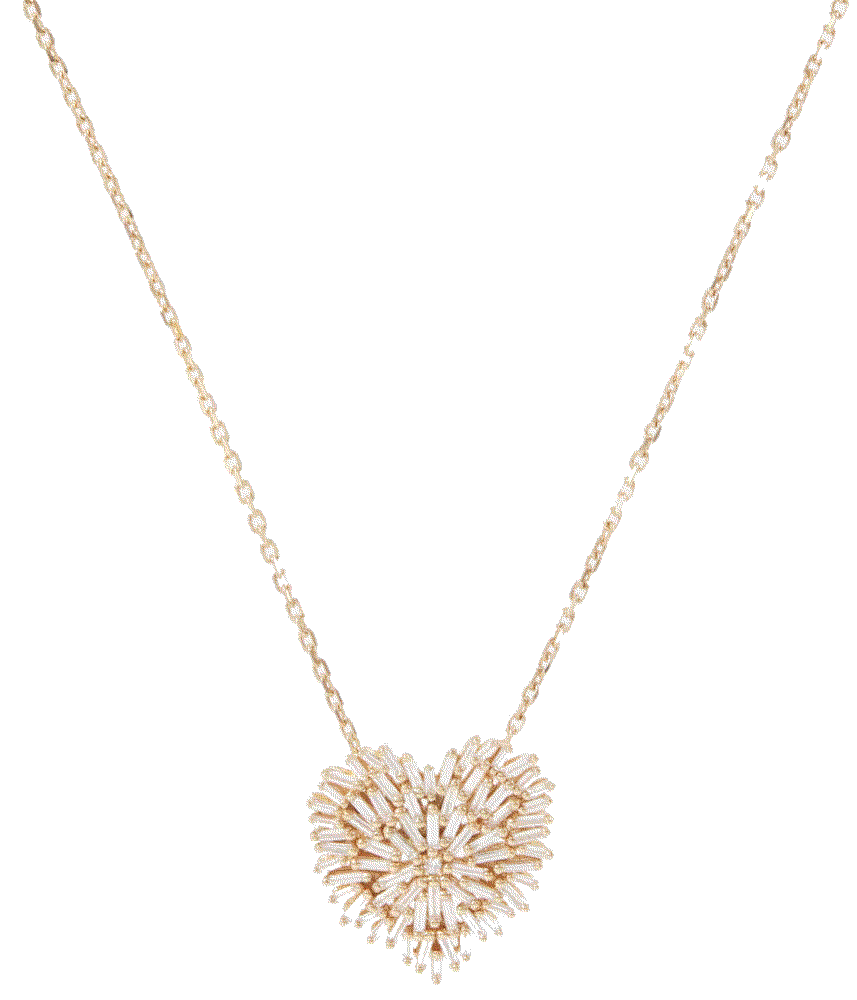 Fireworks medium 18kt gold heart necklace with diamonds gold  Suzanne Kalan