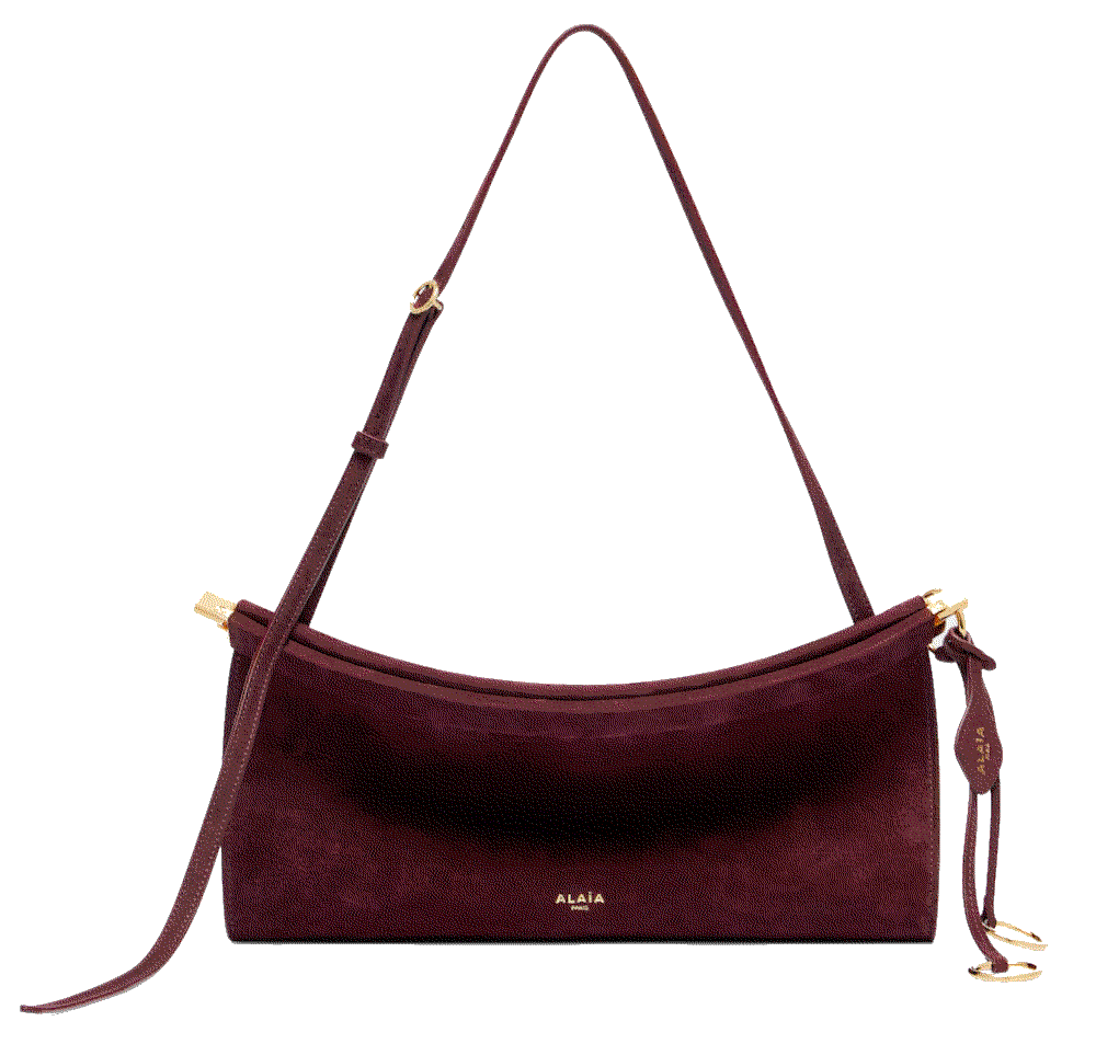 Alaia le click medium suede shoulder bag burgundy Alaia