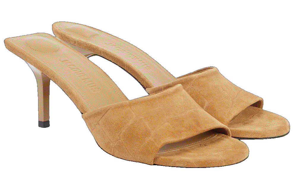 Jacquemus cubisto 70 croc effect suede mules beige Jacquemus