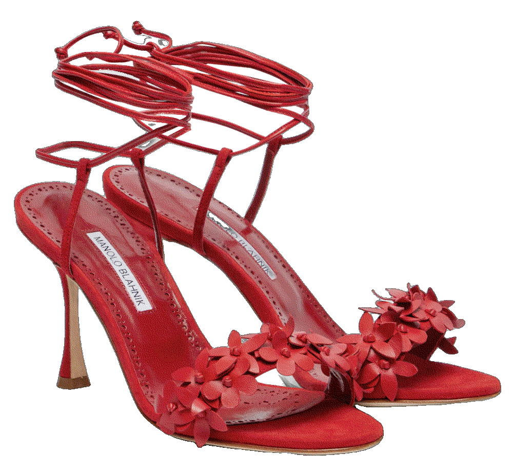 Anista floral-applique leather sandals Manolo Blahnik