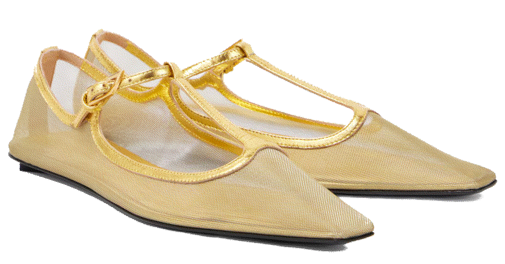 The attico juno mesh mary jane flats gold The Attico