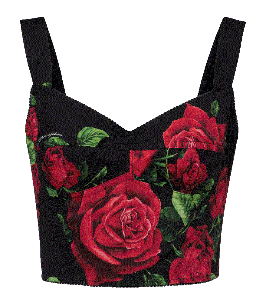 Dolce gabbana floral cotton blend bustier black Dolce Gabbana 