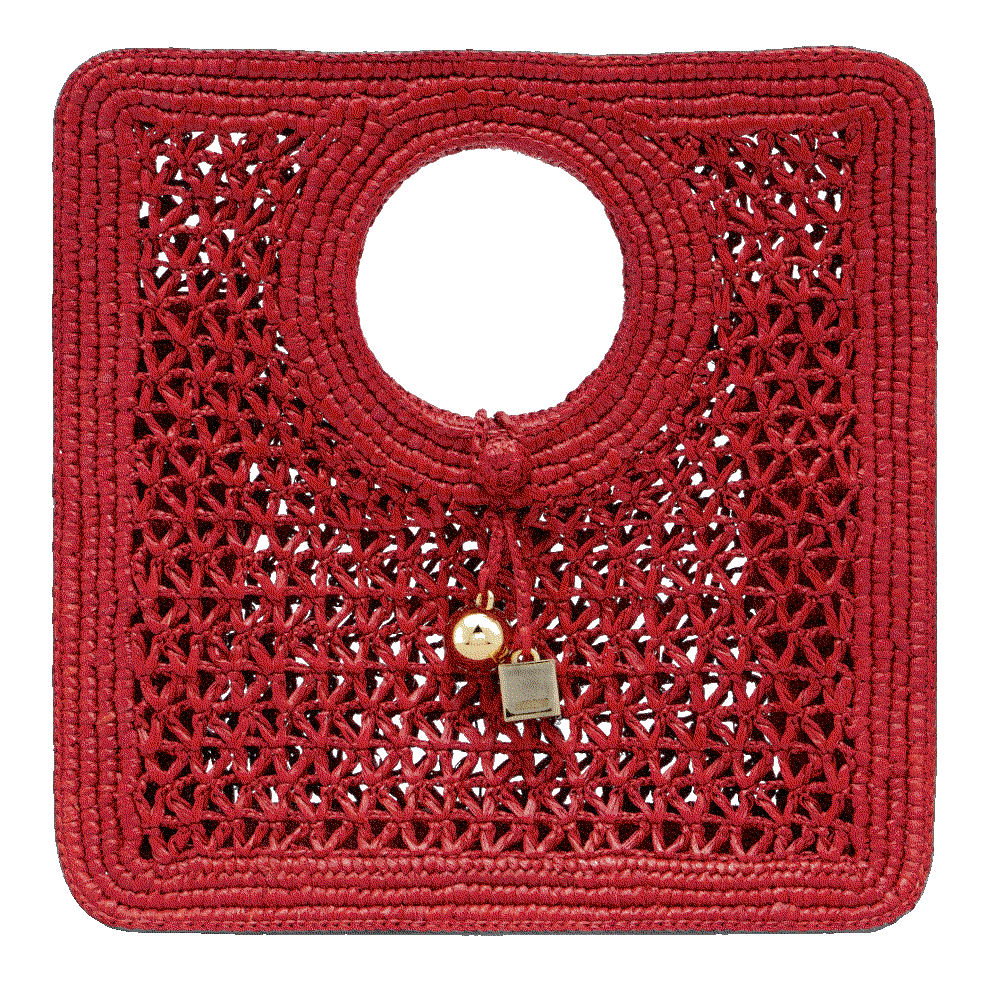 Jacquemus spiaggia small raffia top handle bag red Jacquemus