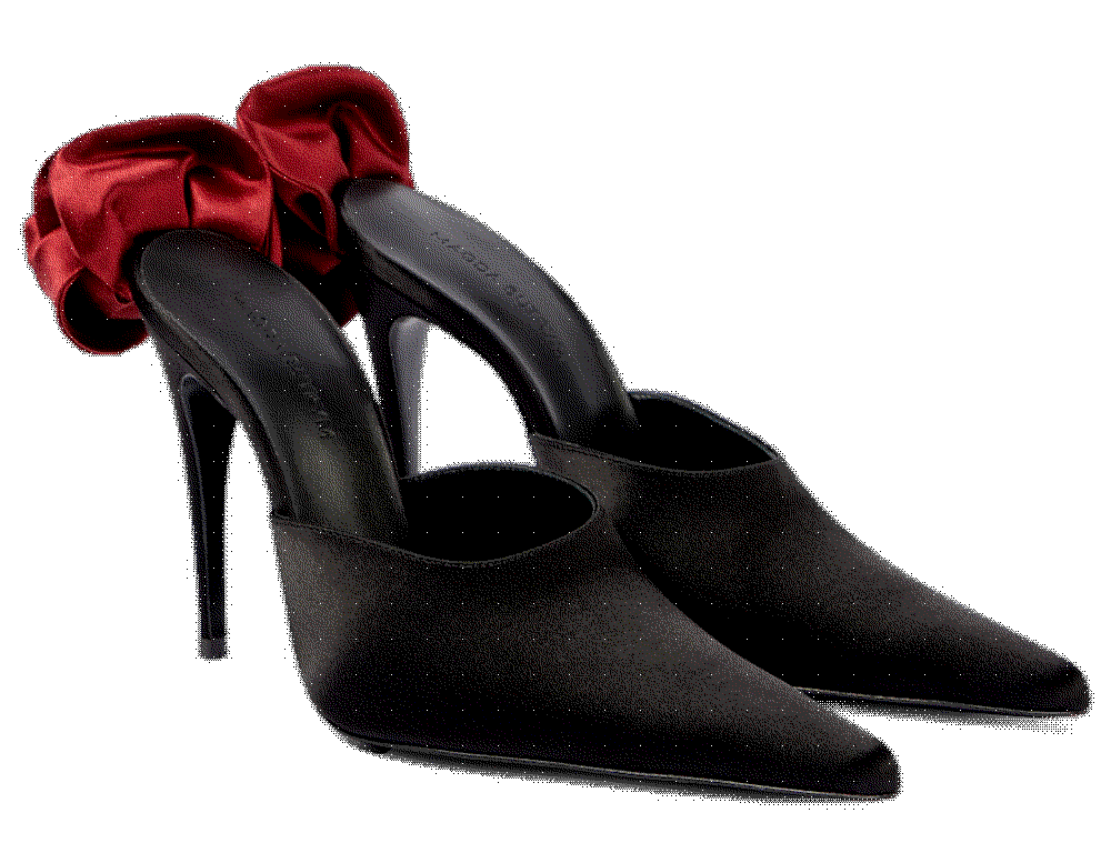 Magda butrym floral applique satin mules black Magda Butrym