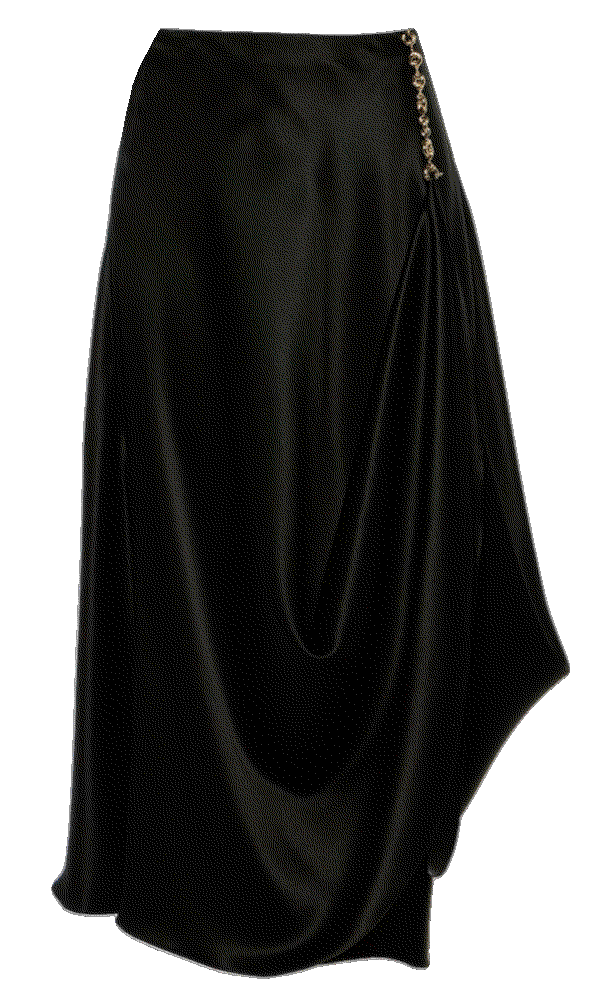 Loewe chain detail silk satin midi skirt black Loewe