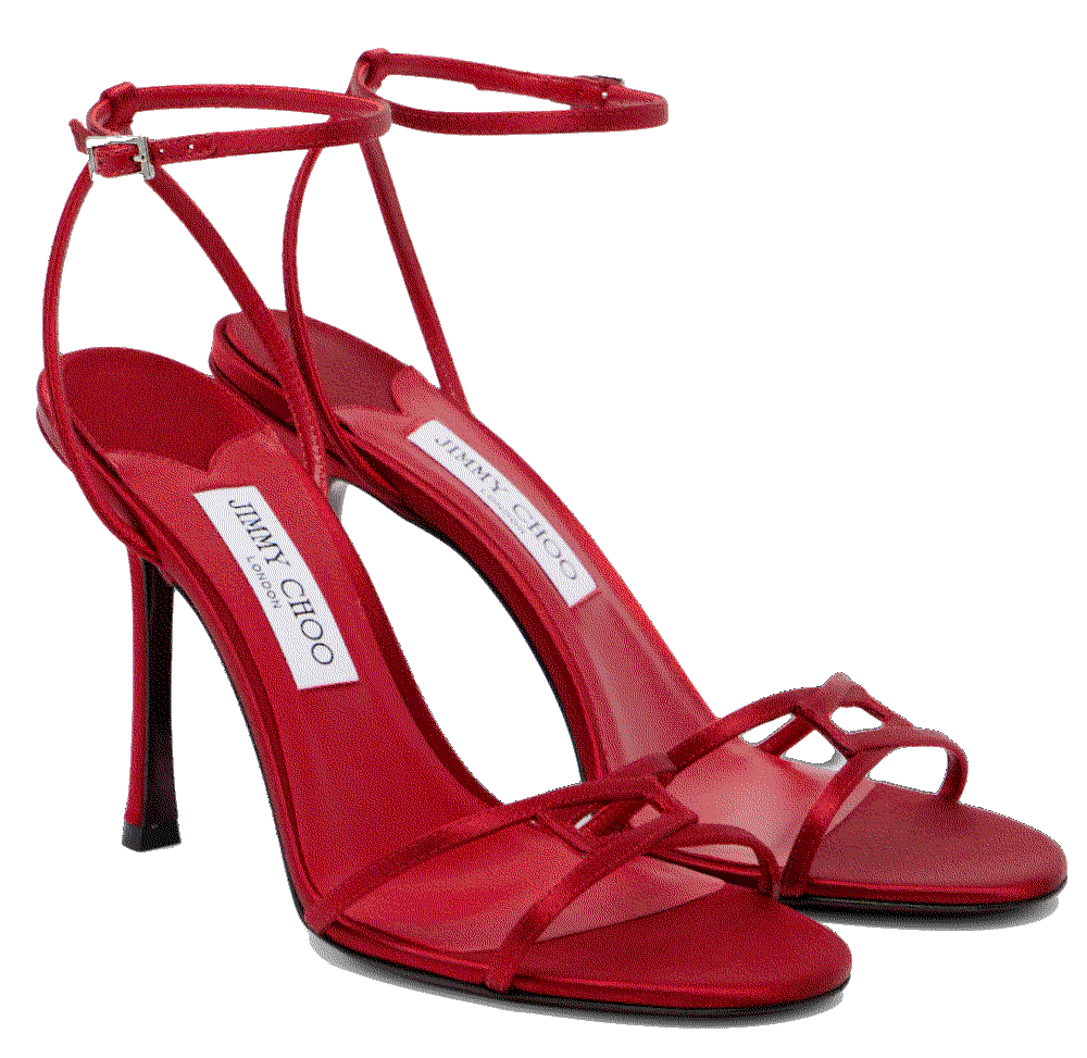 Jimmy choo leo 100 satin sandals red p01125256 Jimmy Choo 