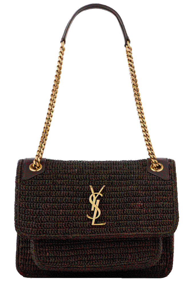 Saint laurent niki medium raffia shoulder bag brown Saint Laurent 