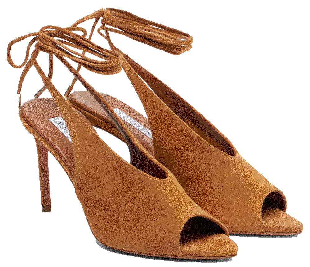 Aquazzura lais suede peep toe slingback pumps brown Aquazzura