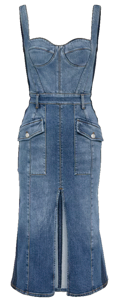 Alexander mcqueen corset denim midi dress blue p00874746 Alexander Mcqueen