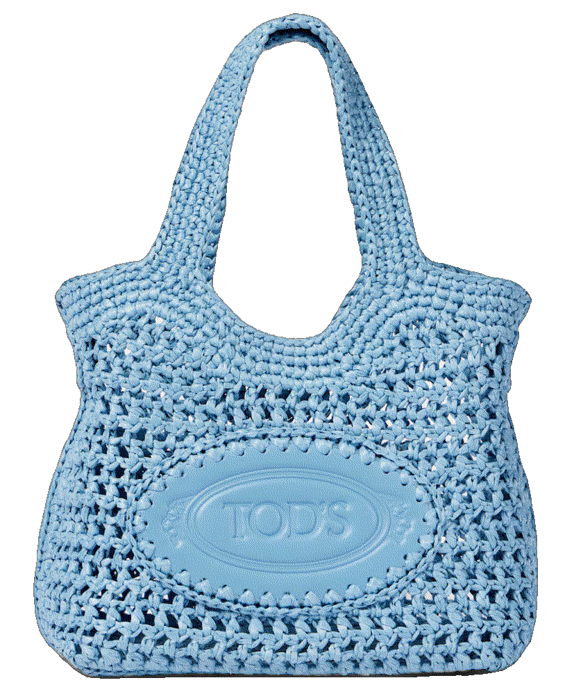 Tods leather trimmed raffia basket bag blue  Tods