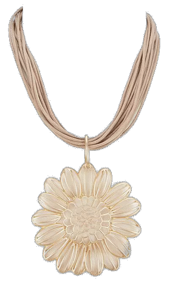 Vachetta cord flower open metal short pendant necklace Southern Living