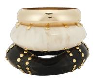 Epifene Epifene studded bangles set of 3 in brown white gold