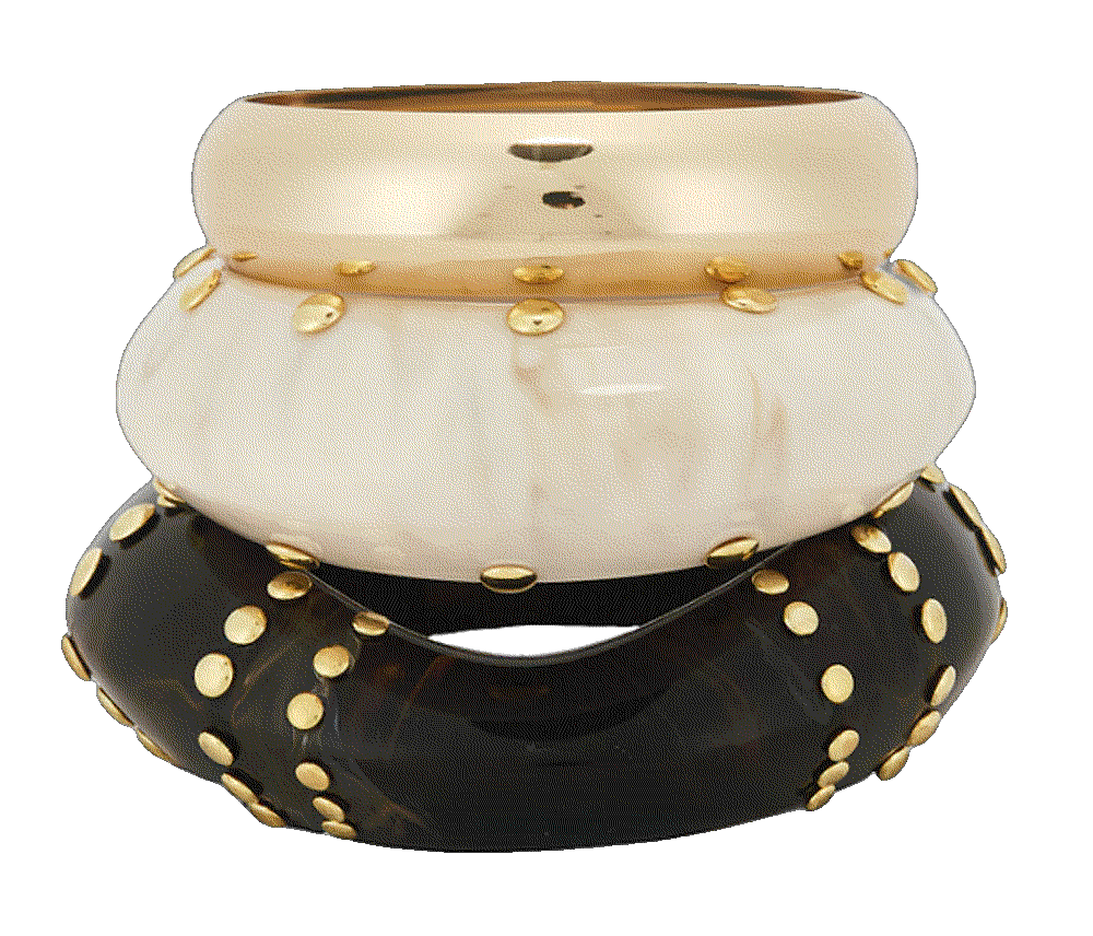 Epifene studded bangles set of 3 in brown white gold Epifene