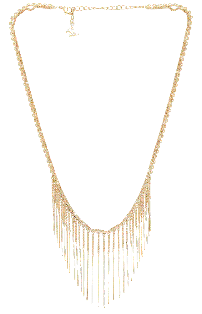 By adina eden cascading fringe statement necklace in gold By Adina Eden
