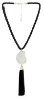 8 Other Reasons  Bold shell pendant and long tassel accent statement necklace 