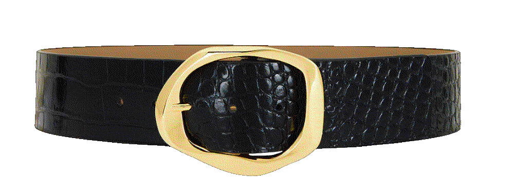 Blow the belt edmond croco belt in black gold Blow The Belt
