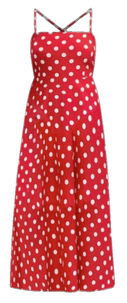Polka Dot Midi Dress in Linen Blend Ann Taylor