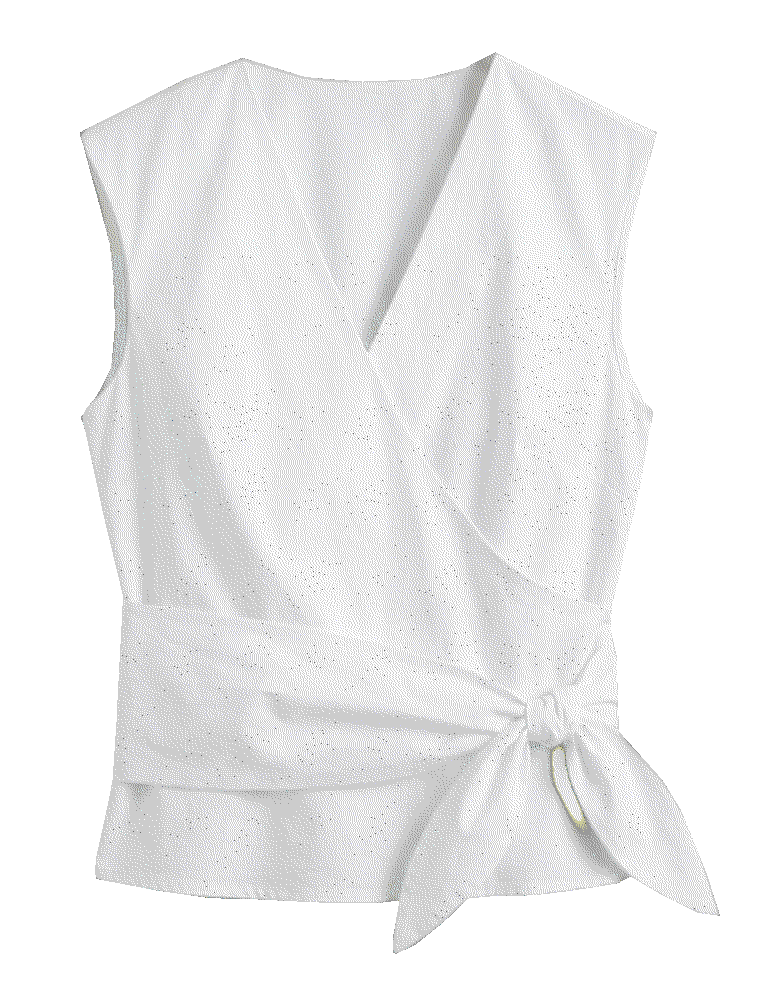 V-Neck Tie Waist Wrap Top Ann Taylor