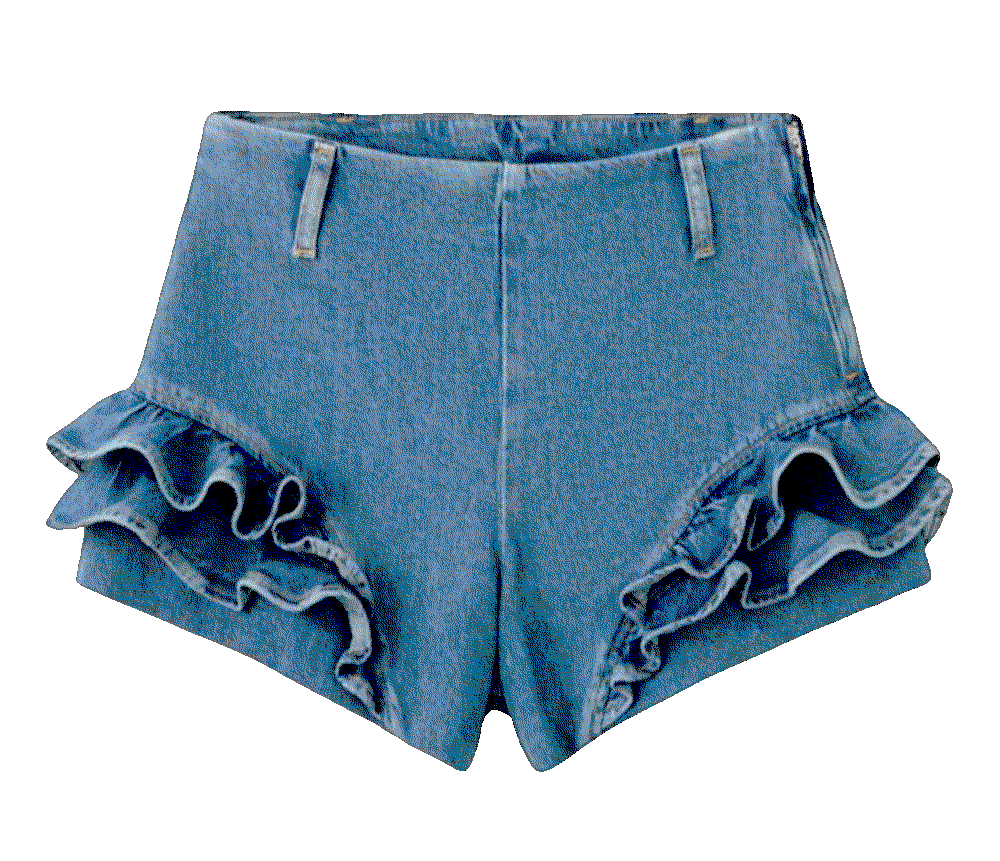 Ruffled denim mini shorts Mango