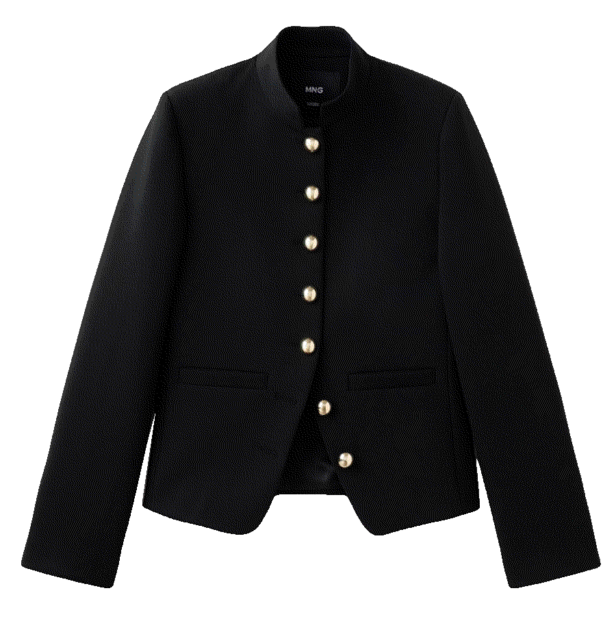 Jacket with jewel button strip collar Mango