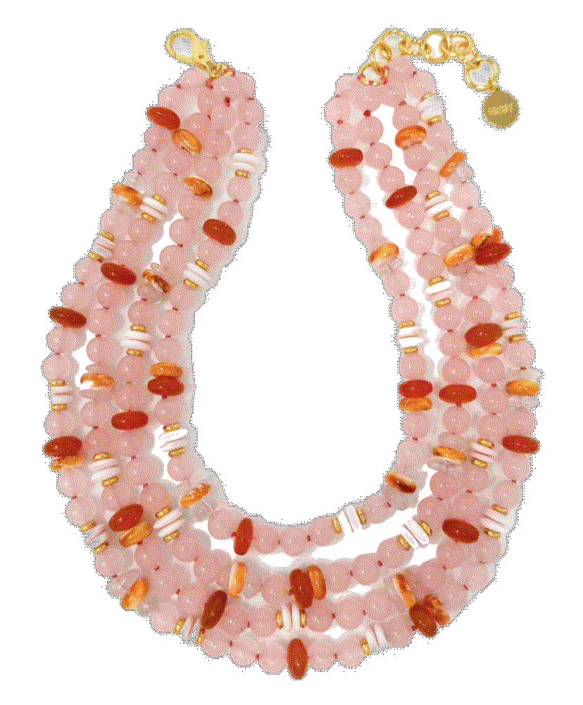 Rose quartz gemstone mix statement necklace Nest Jewelry