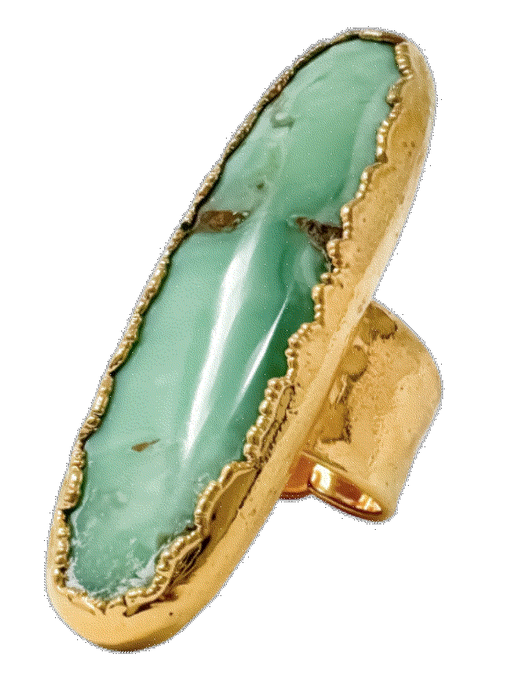 Chrysoprase gemstone long adjustable ring Nest Jewelry