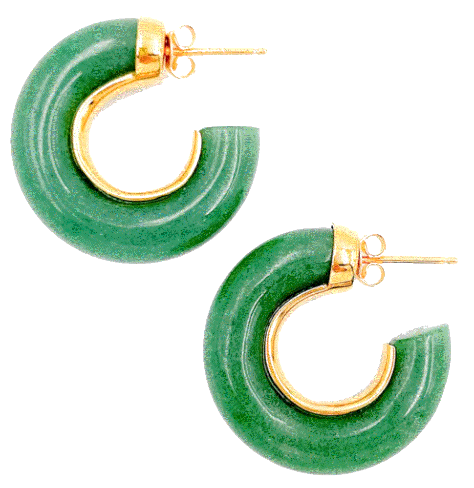 Jade Aventurine Chunky Hoop Earrings Nest Jewelry