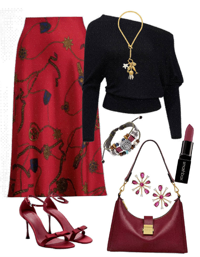slip satin skirt and black sweater