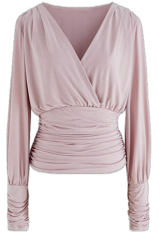 Tender Ruched Detail Faux Wrap Top Chicwish