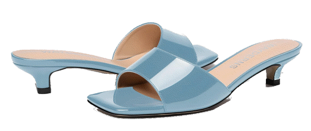 Square open Toe Patent Slip On Kitten Low Heel Sandals WAYDERNS