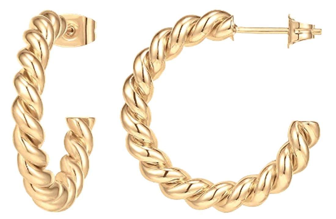 14K Gold Twisted Rope Round Hoop Earrings  Pavoi