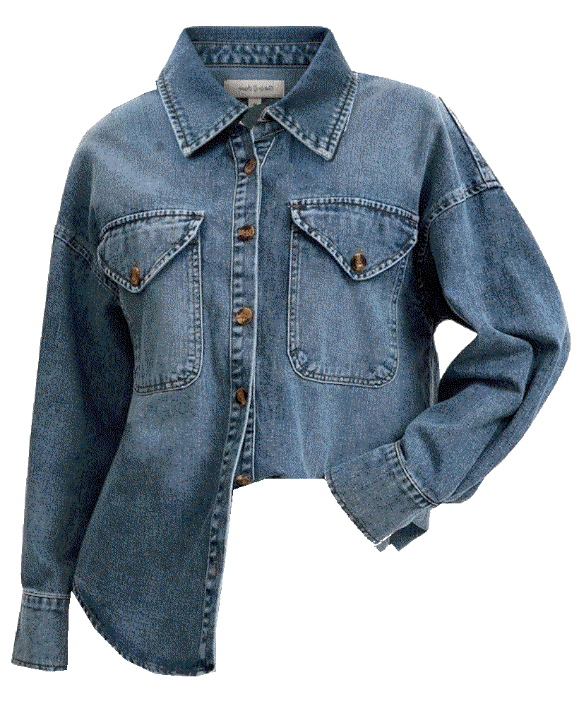 Oversized Denim Long Sleeve Boyfriend Shirt Potili