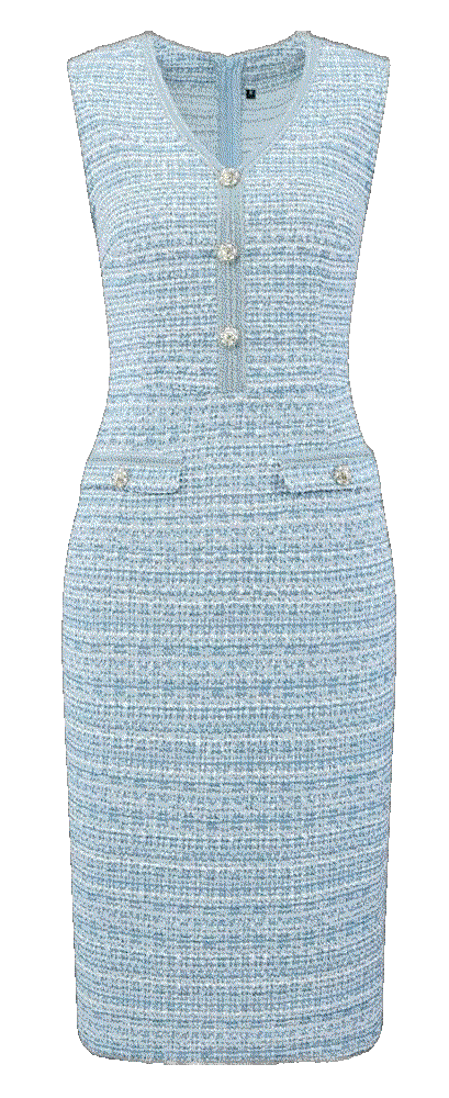 Tweed Dress Sleeveless V Neck Elegant Work Bodycon  Hobemty Store