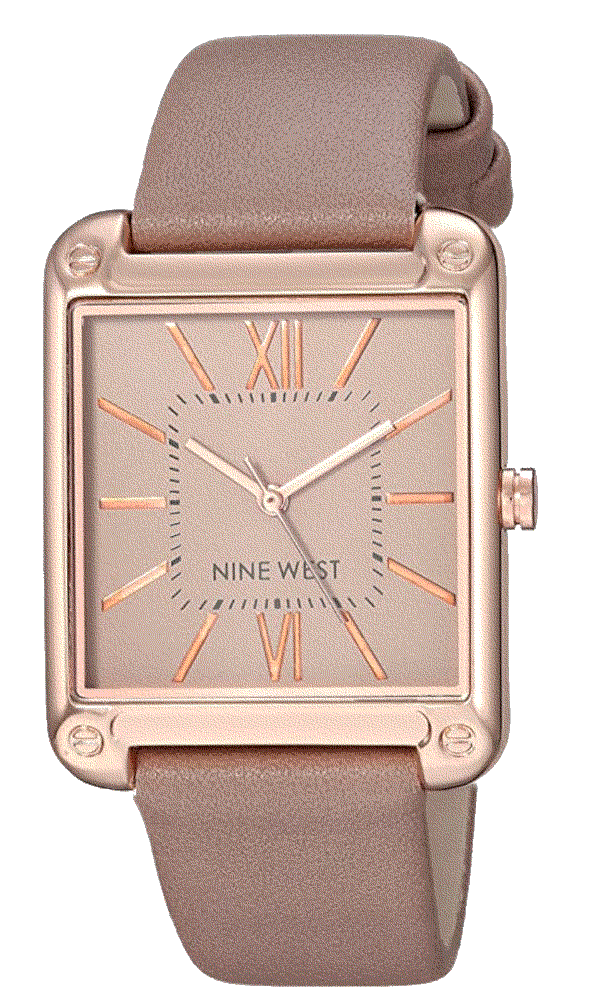 rose gold-tone and taupe strap watch Nine West