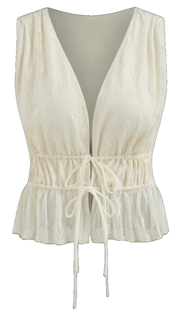 Lace Trim V-Neck Tie Front top Cider